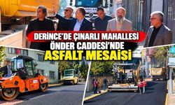 Derince'de Çınarlı Mahallesi Önder Caddesi'nde Asfalt Mesaisi