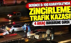 Derince D-100 Karayolu'nda zincirleme trafik kazası! 4 araç birbirine girdi