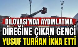 Dilovası’nda aydınlatma direğine çıkan genci Yusuf Turhan ikna etti