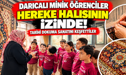 Darıcalı minik öğrenciler Hereke halısının izinde! Tarihi dokuma sanatını keşfettiler