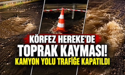 Körfez Hereke'de toprak kayması! Kamyon yolu trafiğe kapatıldı