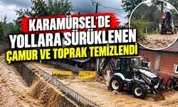 Karamürsel'de Yollara Sürüklenen Çamur Ve Toprak Temizlendi