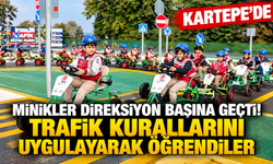 Kartepe'de minikler direksiyon başına geçti! Trafik kurallarını uygulayarak öğrendiler
