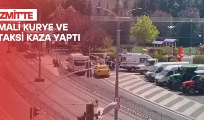 İzmit'te mali kurye ve taksi kaza yaptı