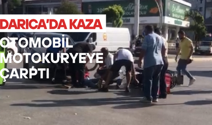 Otomobil Motorlu kuryeye çarptı 1 yaralı