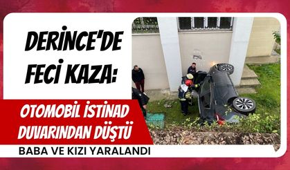Derince’de Feci Kaza: Otomobil İstinad Duvarından Düştü, Baba ve Kızı Yaralandı