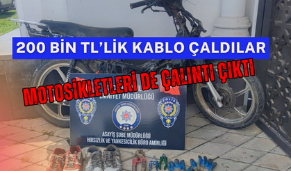 200 Bin TL'lik Kablo Çalan Hırsızların Motosikleti de Çalıntı Çıktı