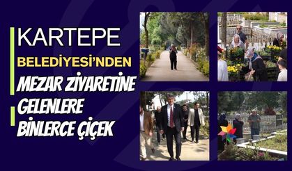 Kartepe Belediyesi’nden Arife Gününde Anlamlı Hizmet: Kabir Ziyaretine Gelenlere Binlerce Çiçek!