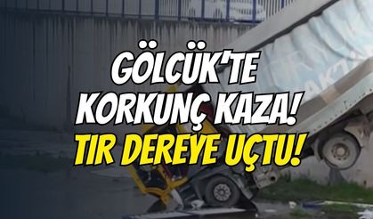 Gölcük’te Korkunç Kaza! Ford Otosan Yolunda Tır Dereye Uçtu, Yol Trafiğe Tamamen Kapandı