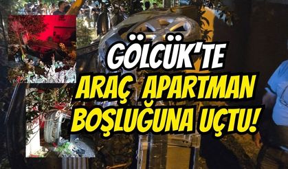 Gölcük’te dehşet anları: Kontrolden çıkan otomobil 15 metrelik apartman boşluğuna uçtu!