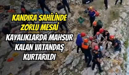 Kandıra Sahilinde Zorlu Mesai: Kayalıklarda Mahsur Kalan Vatandaş Kurtarıldı