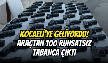 Kocaeli’ye geliyordu! Araçtan 100 ruhsatsız tabanca çıktı