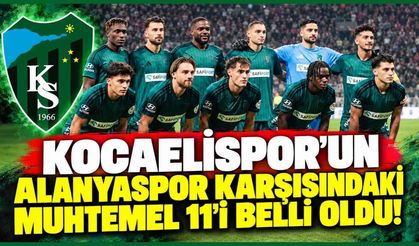 Kocaelispor'un Alanyaspor karşısındaki muhtemel 11'i belli oldu! İşte sahaya çıkması beklenen kadro
