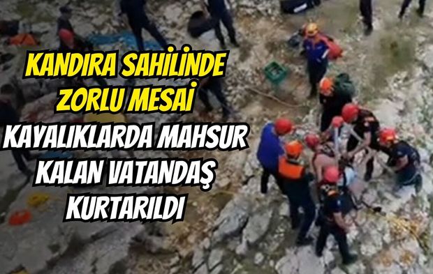 Kandıra Sahilinde Zorlu Mesai: Kayalıklarda Mahsur Kalan Vatandaş Kurtarıldı