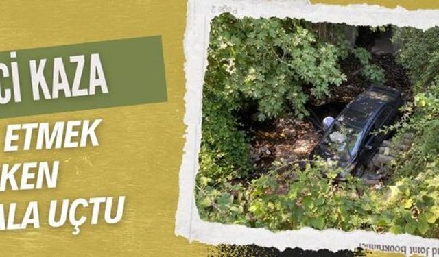 Derince'de park etmek isteyen sürücü metrelerce yüksekten kanala uçtu