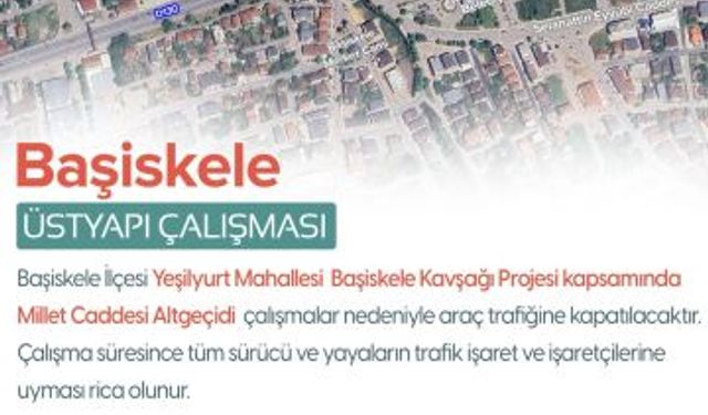 Başiskele Kasap Durağı'ndaki alt geçit yıl sonuna kadar trafiğe kapalı 