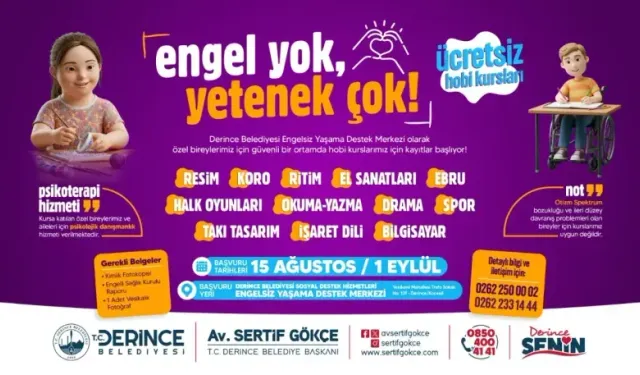 Derince EYDEM'de Yeni Dönem Hobi Kursları Başlıyor