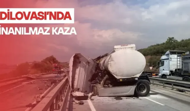 Dilovasında tanker makasladı yol adeta yağ gölüne döndü