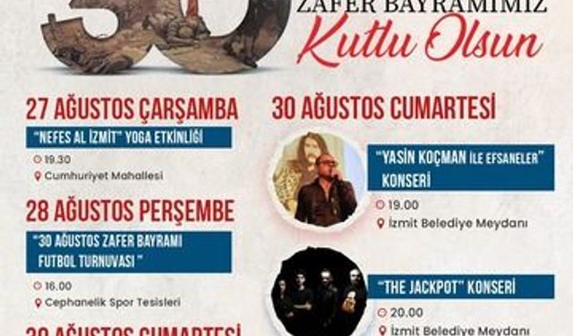 Zafer Bayramı’nın 103. yılı İzmit’te kutlanacak