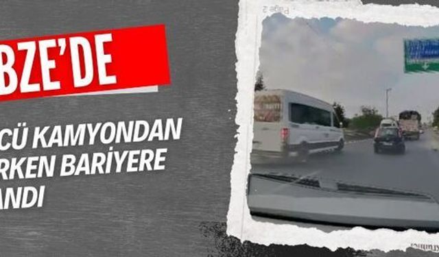 Gebze’de sürücü kamyondan kaçarken bariyerlere daldı