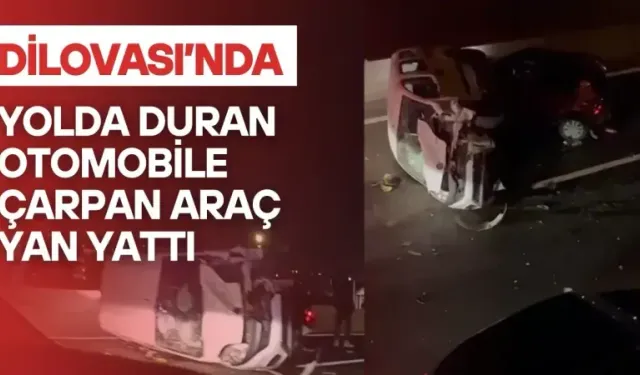 Dilovası'nda lastiği patlayan otomobile çarpan araç yan yattı! 2 çocuk yaralı