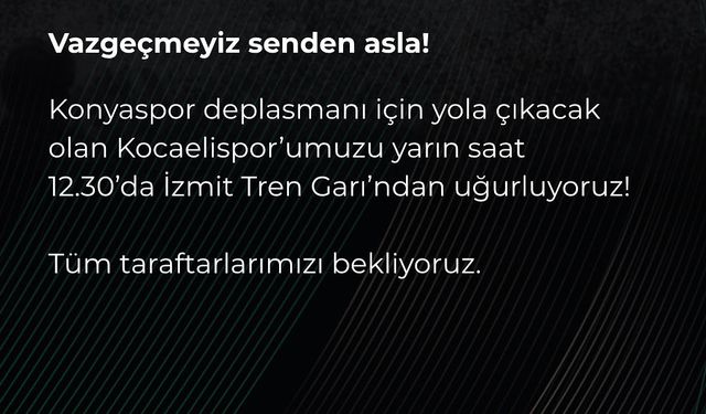 Kocaelispor’u taraftar uğurlayacak: Hodri Meydan’dan çağrı var