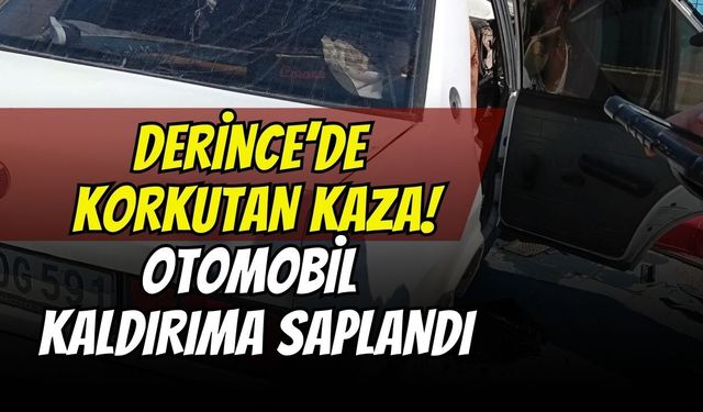 Derince Yavuz Sultan Mahallesi’nde Korkutan Kaza: Kontrolden Çıkan Otomobil Kaldırıma Saplandı