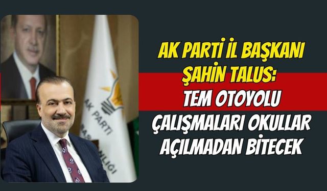 AK Parti İl Başkanı Şahin Talus: TEM Otoyolu Çalışmaları Okullar Açılmadan Bitecek