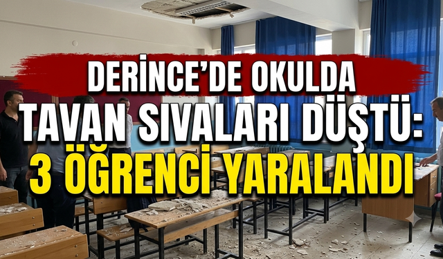 Derince’de Okulda Tavan Sıvaları Düştü: 3 Öğrenci Yaralandı