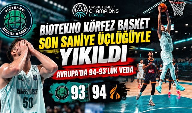 Biotekno Körfez Basket son saniye üçlüğüyle yıkıldı: Avrupa’da 94-93’lük veda