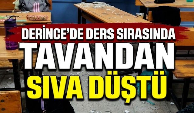 Derince’de ders sırasında tavandan sıva düştü: 3 öğrenci yaralandı
