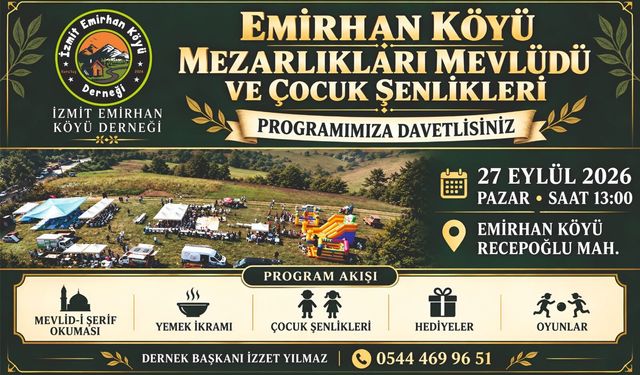 İzmit Emirhan Köyü’nde mevlit ve çocuk şenliği düzenlenecek