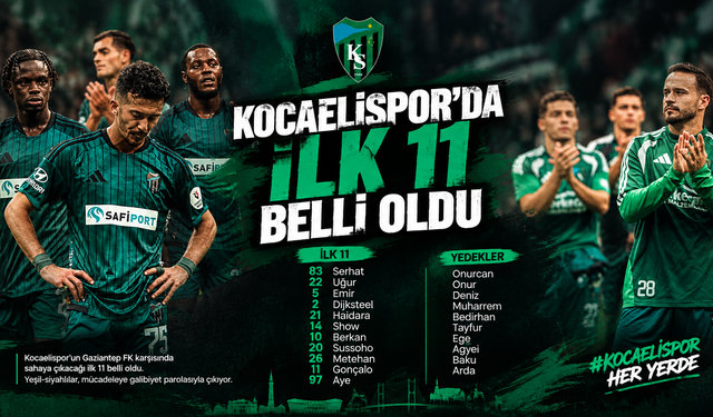 Kocaelispor’da Gaziantep FK maçı öncesi ilk 11 belli oldu