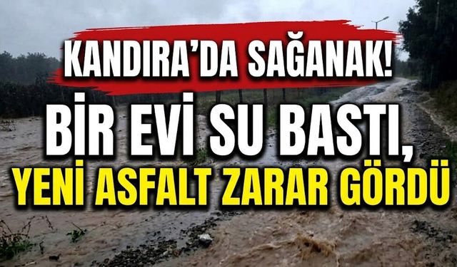 Kandıra’da sağanak: Bir evi su bastı, yeni asfalt zarar gördü