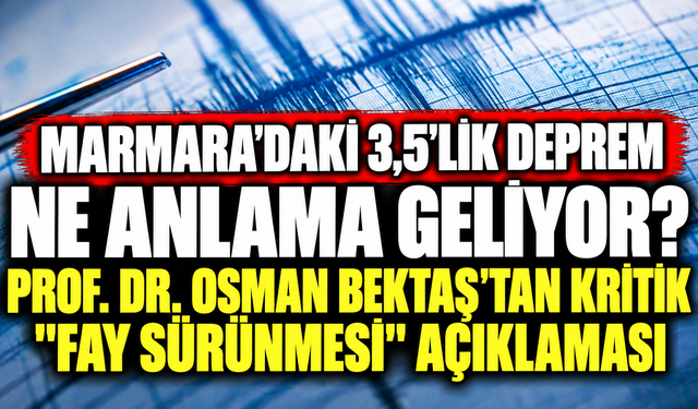 Marmara'daki 3,5'lik Deprem Ne Anlama Geliyor? Prof. Dr. Osman Bektaş'tan Kritik "Fay Sürünmesi" Açıklaması