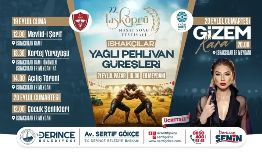 Derince’de 22. Taşköprü Hasat Sonu Festivali Başlıyor