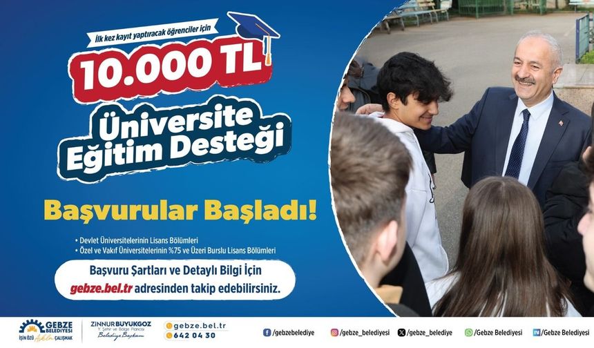 Gebze Belediyesi’nden Üniversite Öğrencilerine 10 Bin TL Destek