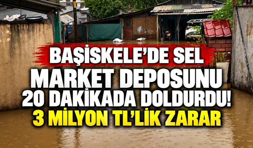 Başiskele'de sel market deposunu 20 dakikada doldurdu! 3 milyon TL'lik zarar
