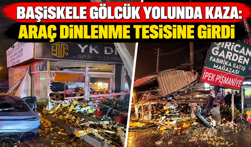 Başiskele Gölcük yolunda kaza: Araç dinlenme tesisine girdi