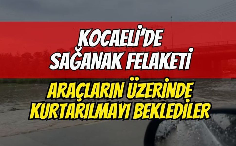Kocaeli'nde sağanak felaketi! Araçların üzerine çıkıp kurtarılmayı beklediler