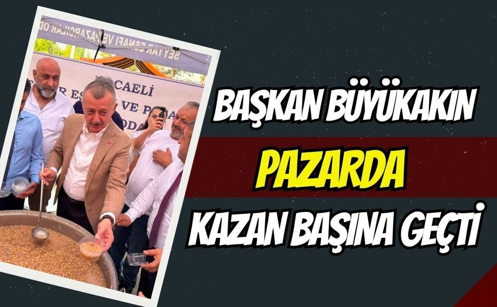 Büyükakın Pazarda Kazan Başına Geçti: Aşure Dağıtımına Vatandaş Akın Etti