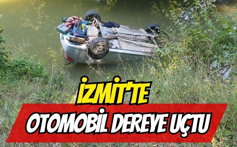 İzmit’te Kontrolden Çıkan Otomobil Dereye Yuvarlandı: Sürücü İtfaiye Ekiplerince Kurtarıldı