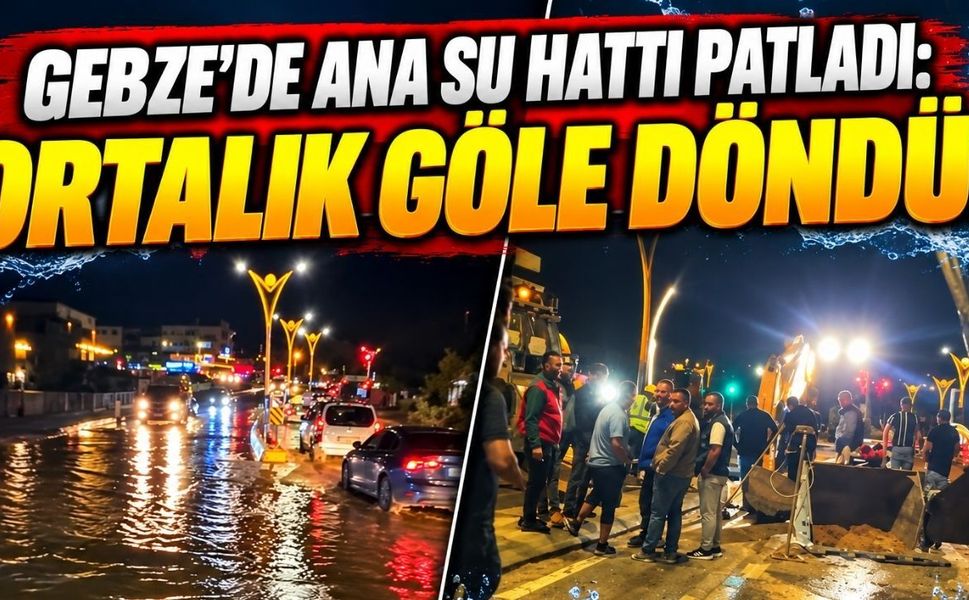 Gebze'de ana su hattı patladı: Ortalık göle döndü