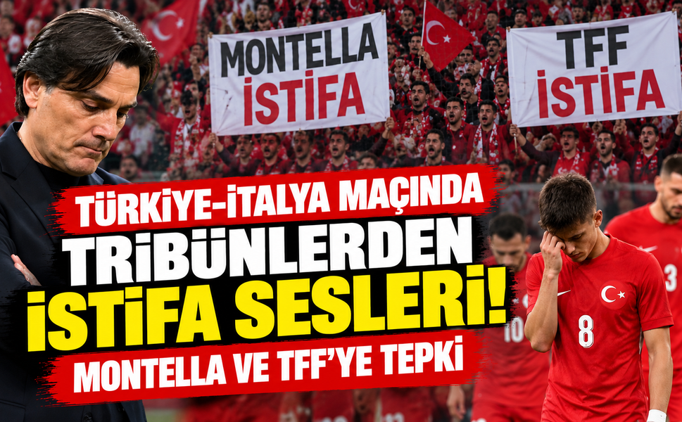 Türkiye-İtalya maçında tribünlerden istifa sesleri! Montella ve TFF'ye tepki
