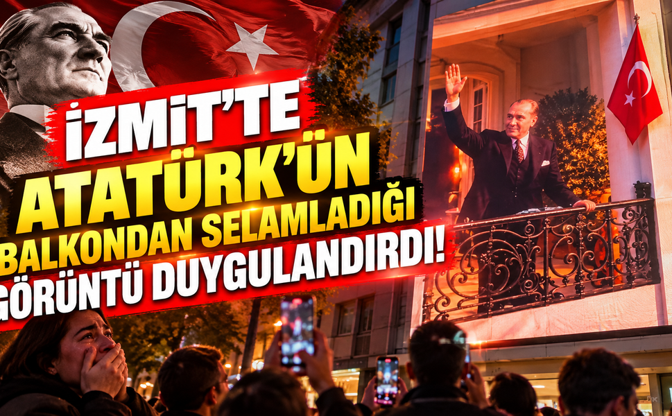 İzmit'te Atatürk'ün balkondan selamladığı görüntü duygulandırdı!