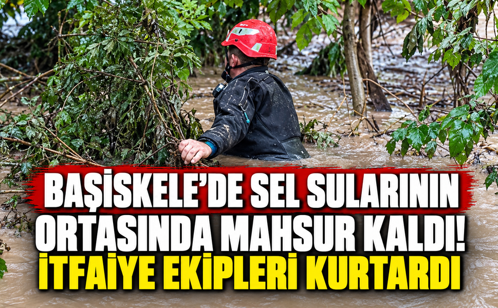 Başiskele'de sel sularının ortasında mahsur kaldı! İtfaiye ekipleri kurtardı