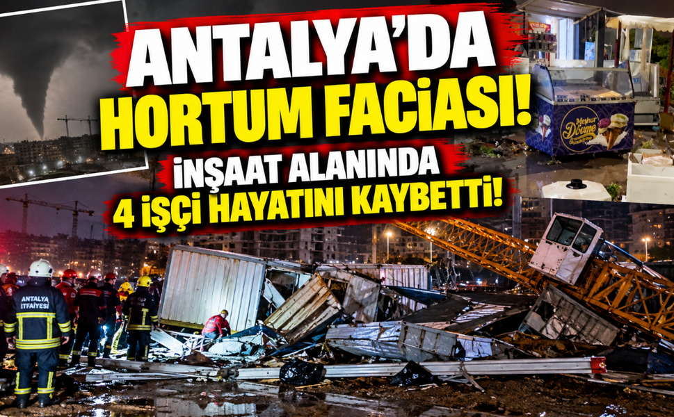 Antalya'da hortum faciası! İnşaat alanında 4 işçi hayatını kaybetti, 1 işçi yaralandı