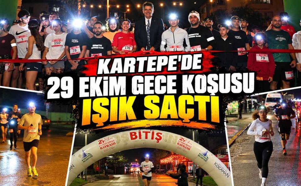 Kartepe'de 29 Ekim Gece Koşusu Işık Saçtı