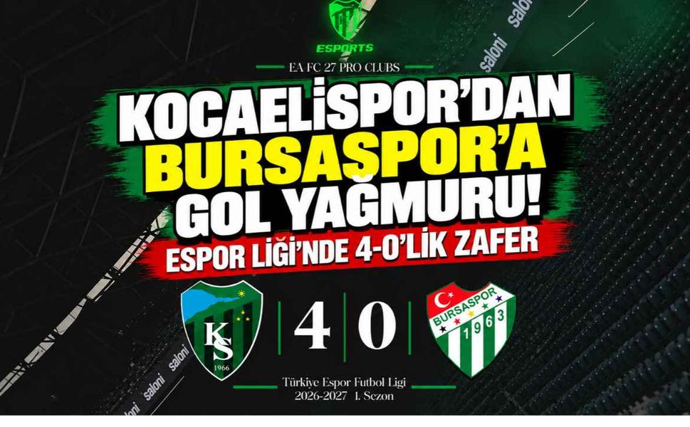 Kocaelispor'dan Bursaspor'a gol yağmuru! Espor Ligi'nde 4-0'lık zafer