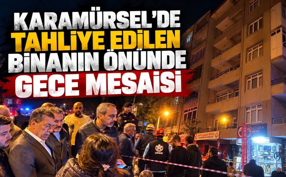 Karamürsel’de Tahliye Edilen Binanın Önünde Gece Mesaisi: Mecit Erdoğan Vatandaşlarla Buluştu